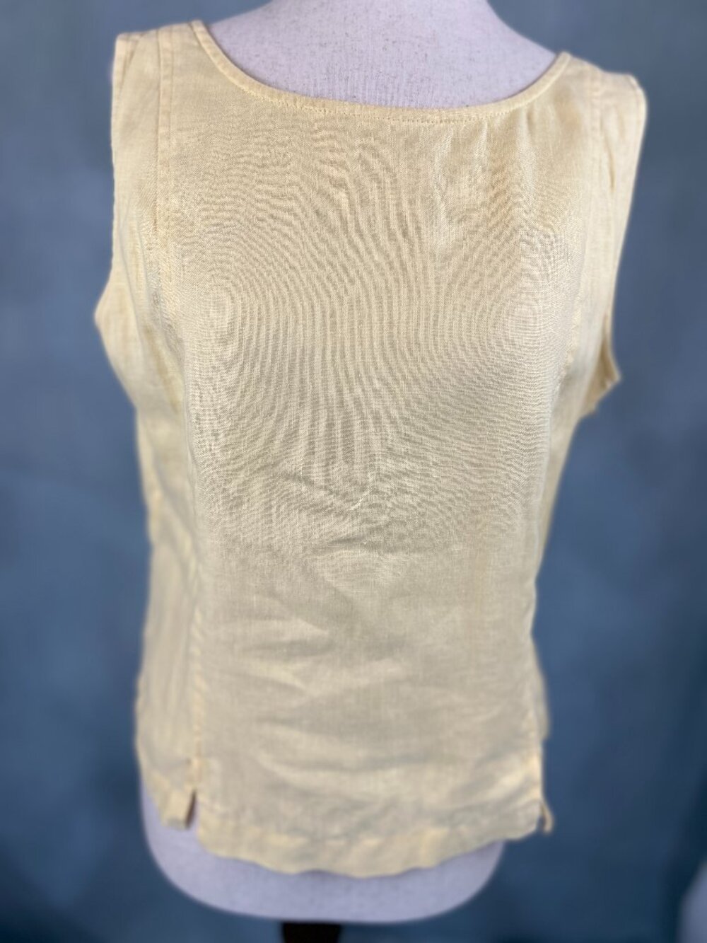 Vintage Valerie by Valerie Stevens 100% Yellow Linen Tank Top SZ M